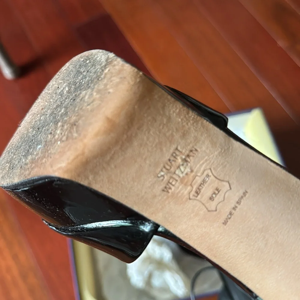 Stuart Weitzman Real Deal black patent platform healed sandal - Picture 7 of 12
